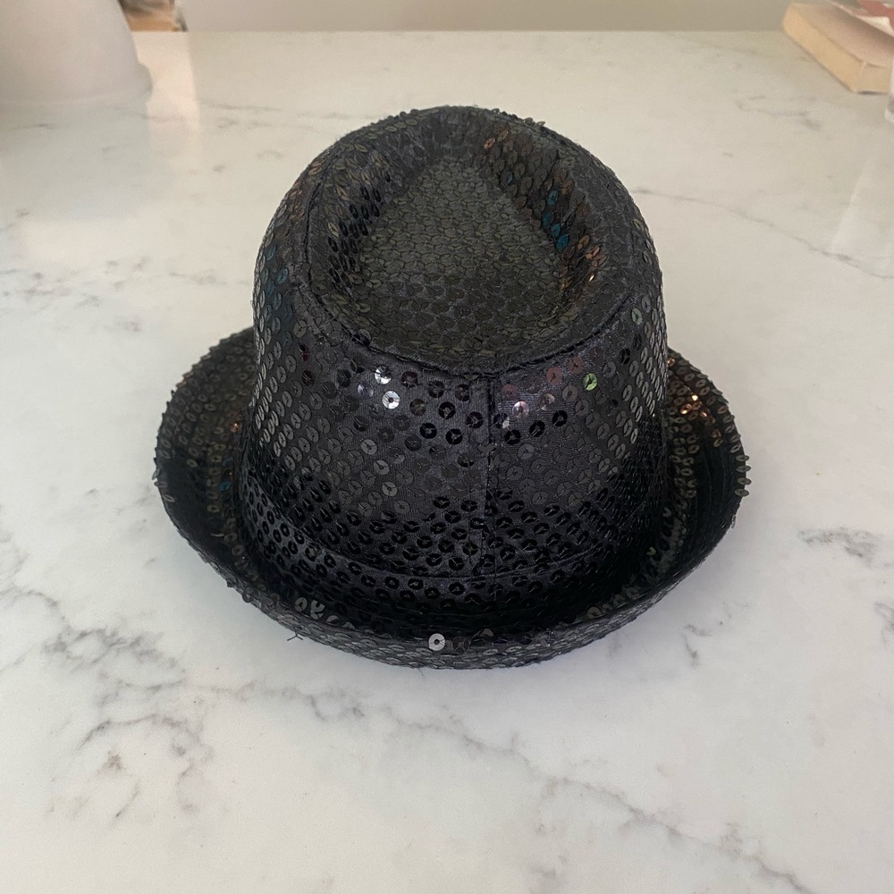 Black Sequin Hat and Tie